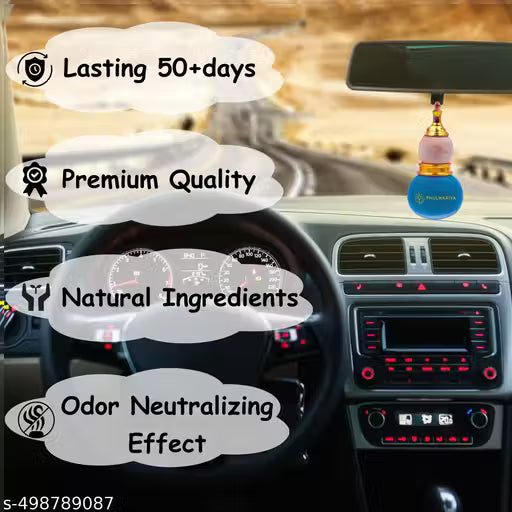 Phulwariya Car Air Freshener Fresh Lavender | Hanging Glass Bottle | Long-Lasting Fragrance for 50+ Days