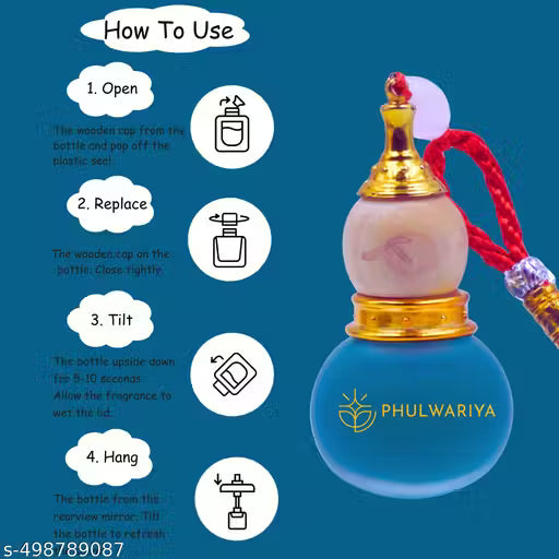 Phulwariya Car Air Freshener Fresh Lavender | Hanging Glass Bottle | Long-Lasting Fragrance for 50+ Days