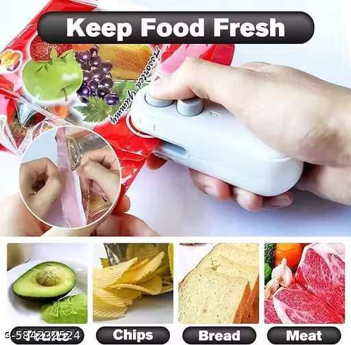 Portable Mini Bag Sealer Machine – USB Rechargeable 2-in-1 Heat Sealer & Cutter for – Food Storage Sealing Tool for Kitchen, Travel & Home – Easy to Use, Compact Design