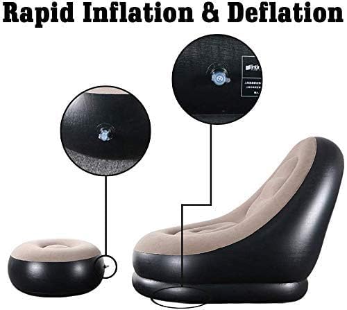 ofa Chair With Foot Stool | Inflatable Lounge Chair | Inflatable Lazy Sofa With Footrest | Foldable Air Couch Sofa | Air Bed Sofa With Electric Air Inflactor Pump | Portable Indoor- Outdoor Air Bed Sofa